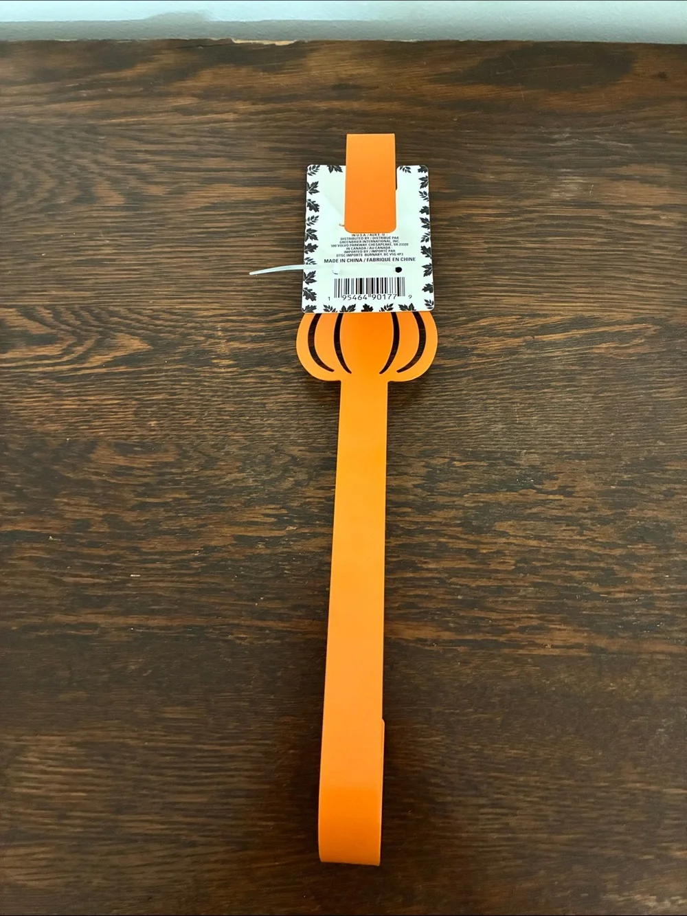 NWT- Orange Metal Pumpkin Wreath Hanger